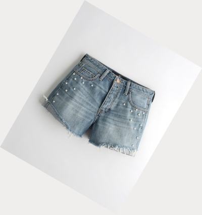 Wash Women's Hollister High-Rise Denim Boyfriend Shorts | UK-860HUCW