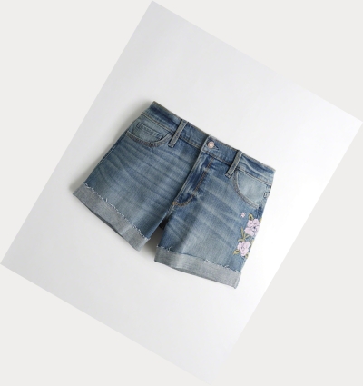 Wash Women's Hollister Stretch High-Rise Denim Midi Shorts | UK-867OWBR