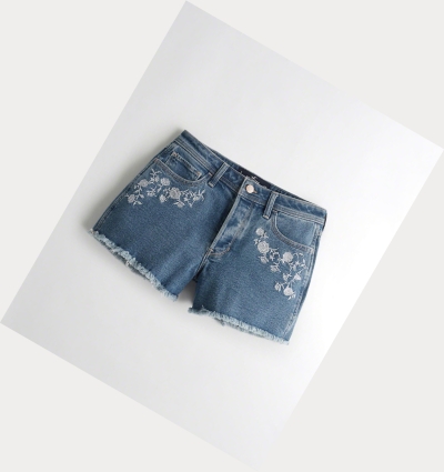 Wash Women's Hollister Vintage Stretch High-Rise Denim Boyfriend Shorts | UK-925GXMJ