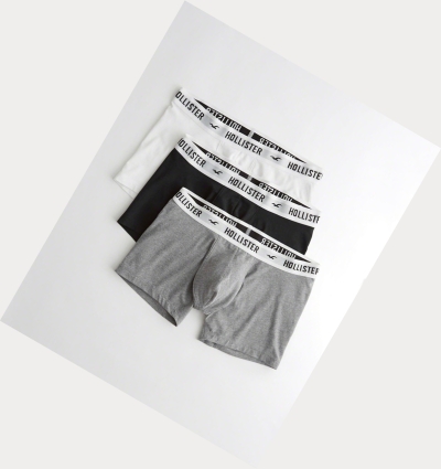 White Black Grey Men's Hollister Classic Trunk 3-Pack Underwear | UK-327MDNA