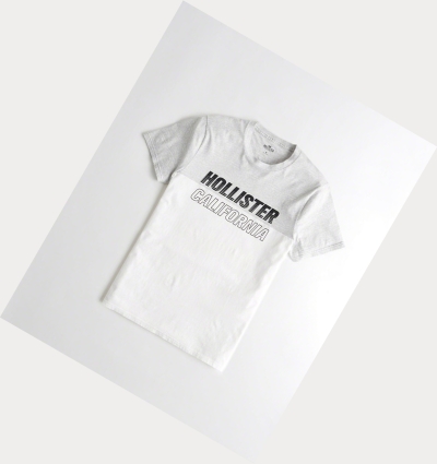 White Men's Hollister Colorblock Logo Short Sleeve | UK-831TONS