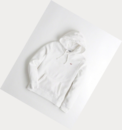 White Men's Hollister Icon Hoodie | UK-807NQXZ