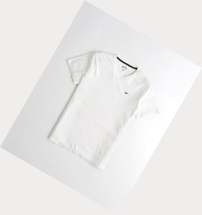 White Men's Hollister Must-Have Crewneck Short Sleeve | UK-083DJOQ