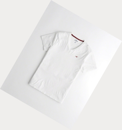 White Men's Hollister Must-Have V-Neck Short Sleeve | UK-309QASZ