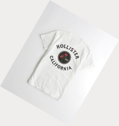 White Men's Hollister Rose Logo Short Sleeve | UK-890IGNS