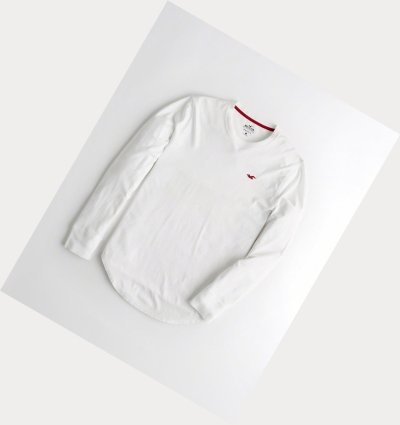 White Red Men's Hollister Crewneck Long Sleeve | UK-750OGSE