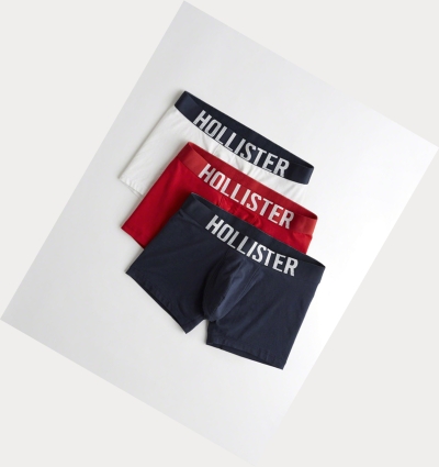 White Red Navy Men's Hollister Classic Trunk 3-Pack Underwear | UK-578AGEF