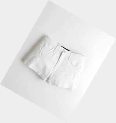 White Women's Hollister Advanced Stretch High-Rise Denim Shorts | UK-263ZCDI