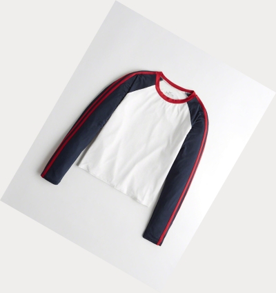 White Women's Hollister Easy Raglan Long Sleeve | UK-901PWUM