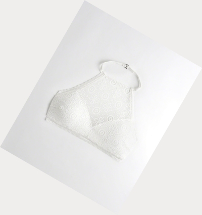 White Women's Hollister Halter High-Neck With Removable Pads Bras | UK-135PEWS