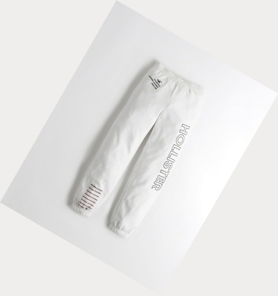 White Women's Hollister High-Rise Banded Boyfriend Sweatpants | UK-280TZLU