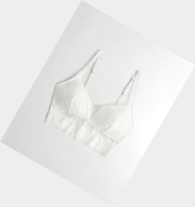 White Women's Hollister Lace Longline With Removable Pads Bras | UK-824FBXP