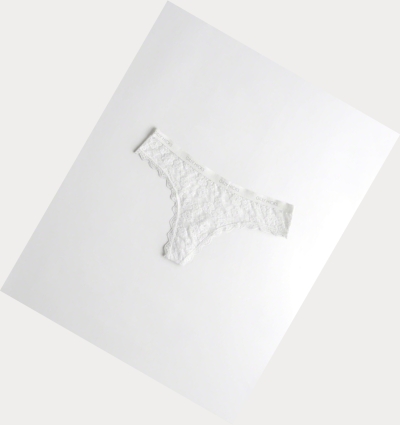 White Women's Hollister Lace Thong Underwear | UK-791EWUP