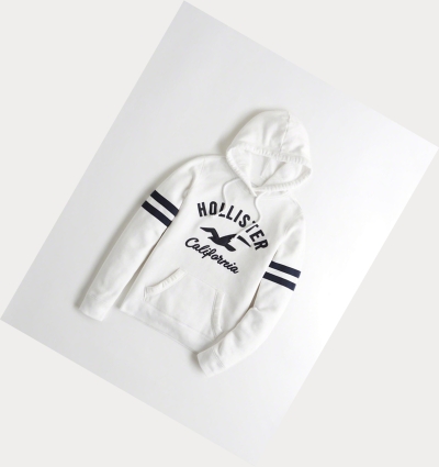 White Women's Hollister Logo Graphic Hoodie | UK-962EYVN