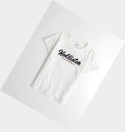 White Women's Hollister Logo Short Sleeve | UK-052FELP