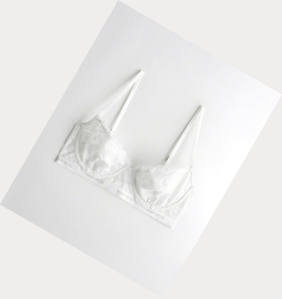 White Women's Hollister Logo Unlined Balconette Bras | UK-941JNBC