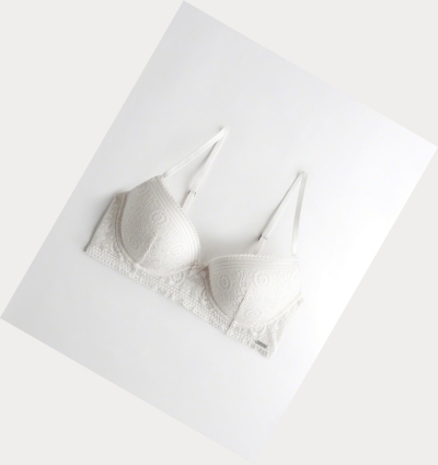 White Women's Hollister Longline Lightly Lined Demi Bras | UK-073MWFC