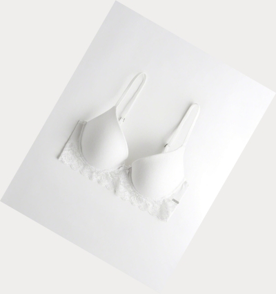 White Women's Hollister Longline Push-Up Demi Bras | UK-257EOZT