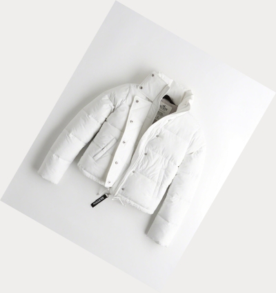 White Women's Hollister Mockneck Puffers | UK-148AKRT