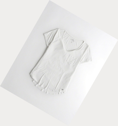 White Women's Hollister Must-Have Easy Short Sleeve | UK-870QHEG