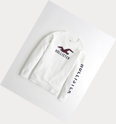 White Women's Hollister Oversized Crewneck Hoodie | UK-096ZYCO