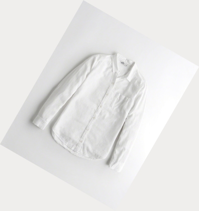 White Women's Hollister Oversized Long Sleeve | UK-643BHQE