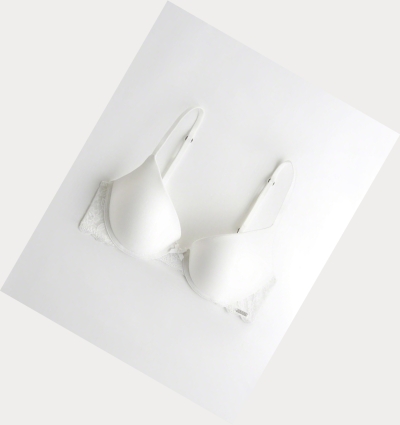 White Women's Hollister Push-Up Demi Bras | UK-203KIZN