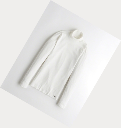 White Women's Hollister Ribbed Turtleneck Long Sleeve | UK-861CFXY