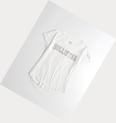 White Women's Hollister Shine Logo Short Sleeve | UK-562CVTM