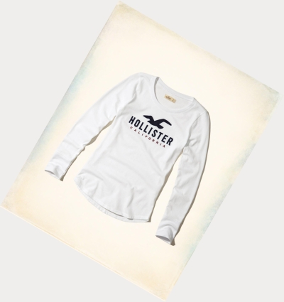 White Women's Hollister Slim Crew Long Sleeve | UK-530APYH