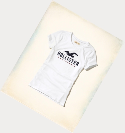 White Women's Hollister Slim Crew Short Sleeve | UK-674EQPR