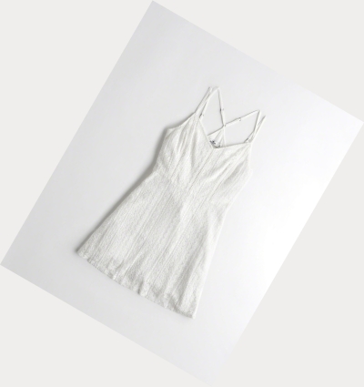 White Women's Hollister Strappy Lace Dress | UK-849ULPW