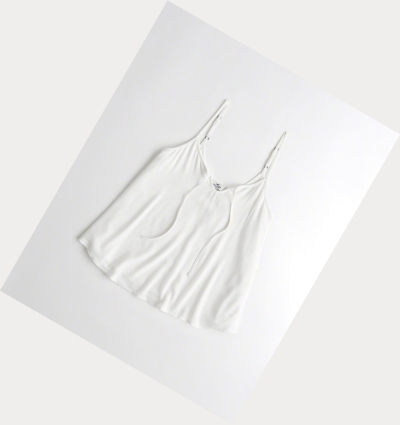 White Women's Hollister Tie-Front Tanks | UK-391MHIO