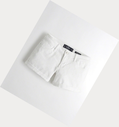 White Women's Hollister Vintage Stretch Low-Rise Denim Midi Shorts | UK-496MIRB