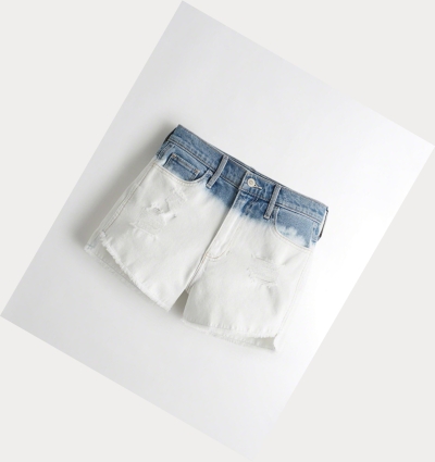 White Women's Hollister Vintage Stretch Ultra High-Rise Denim Shorts | UK-568IOUN