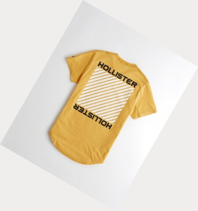 Yellow Men's Hollister Print Logo Short Sleeve | UK-245ZYSO