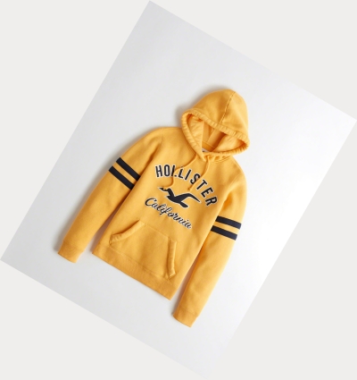 Yellow Women's Hollister Logo Graphic Hoodie | UK-247FLIV