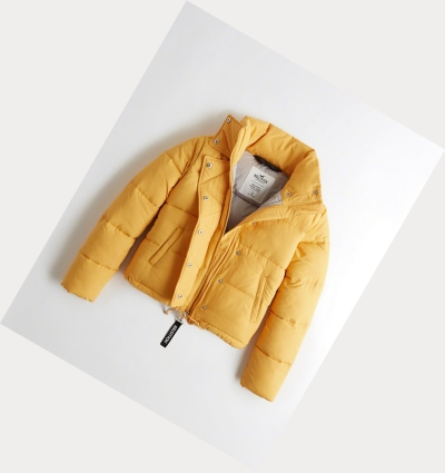 Yellow Women's Hollister Mockneck Puffers | UK-170ENST