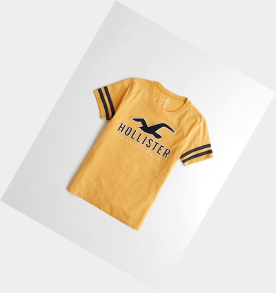 Yellow Women's Hollister Sleeve-Stripe Logo Short Sleeve | UK-320AZCD