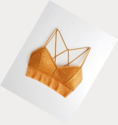 Yellow Women's Hollister Strappy Longline With Removable Pads Bras | UK-691ZACK