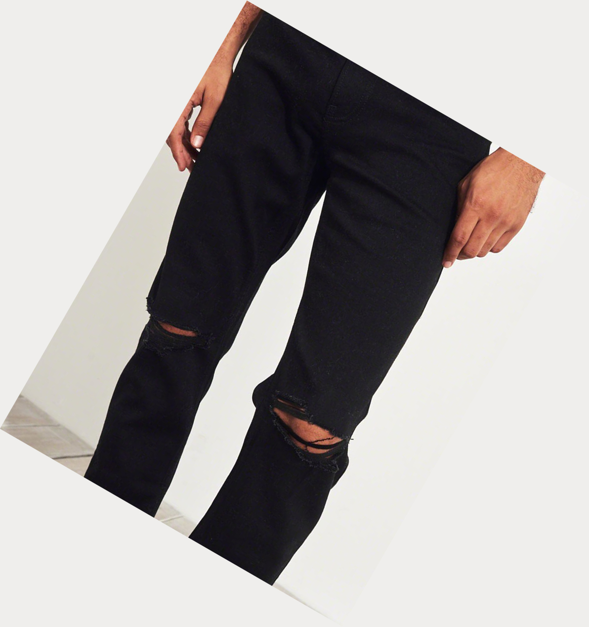 Black Men's Hollister Advanced Stretch Skinny Jeans | UK-124KGZI