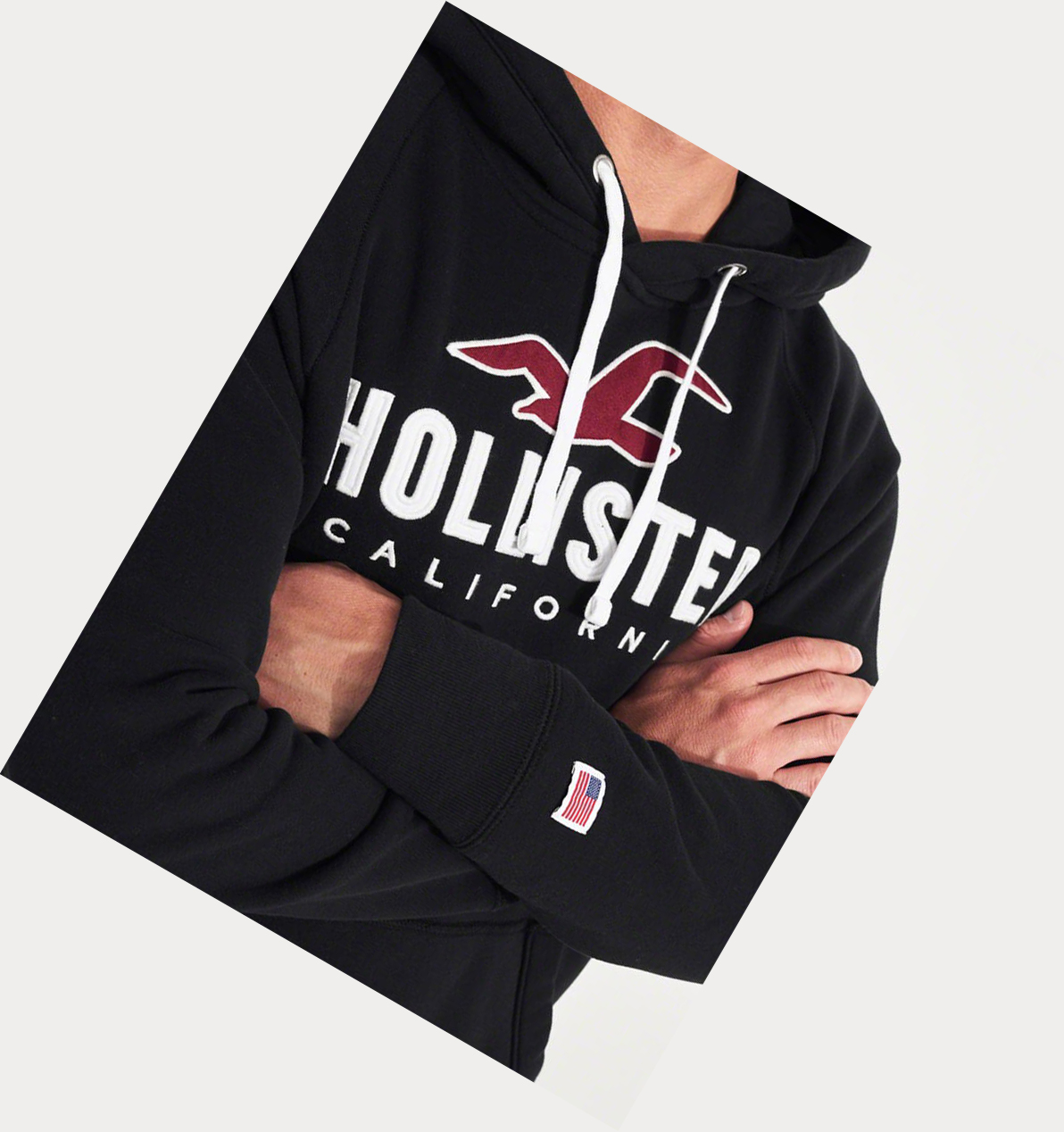 Black Men's Hollister Logo Graphic Hoodie | UK-105HQEP