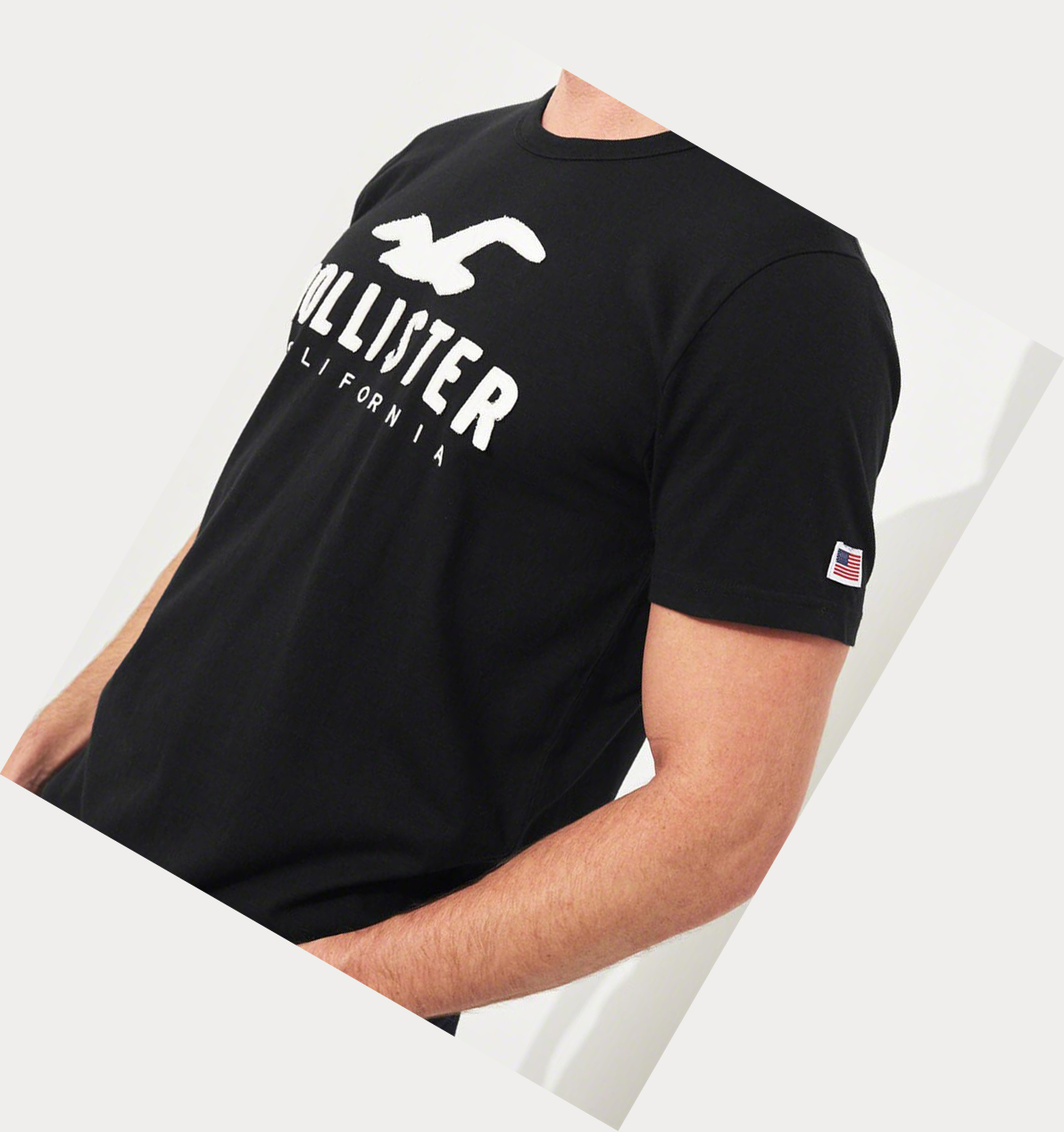 Black Men's Hollister Logo Short Sleeve | UK-534AFVE