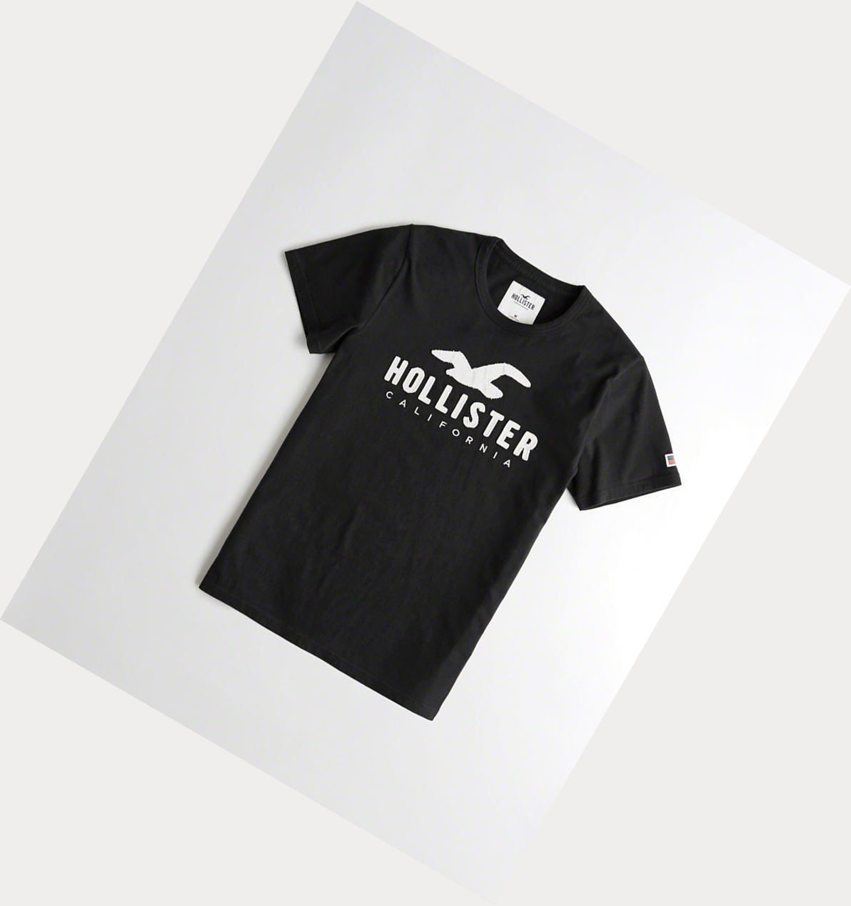 Black Men\'s Hollister Logo Short Sleeve | UK-534AFVE