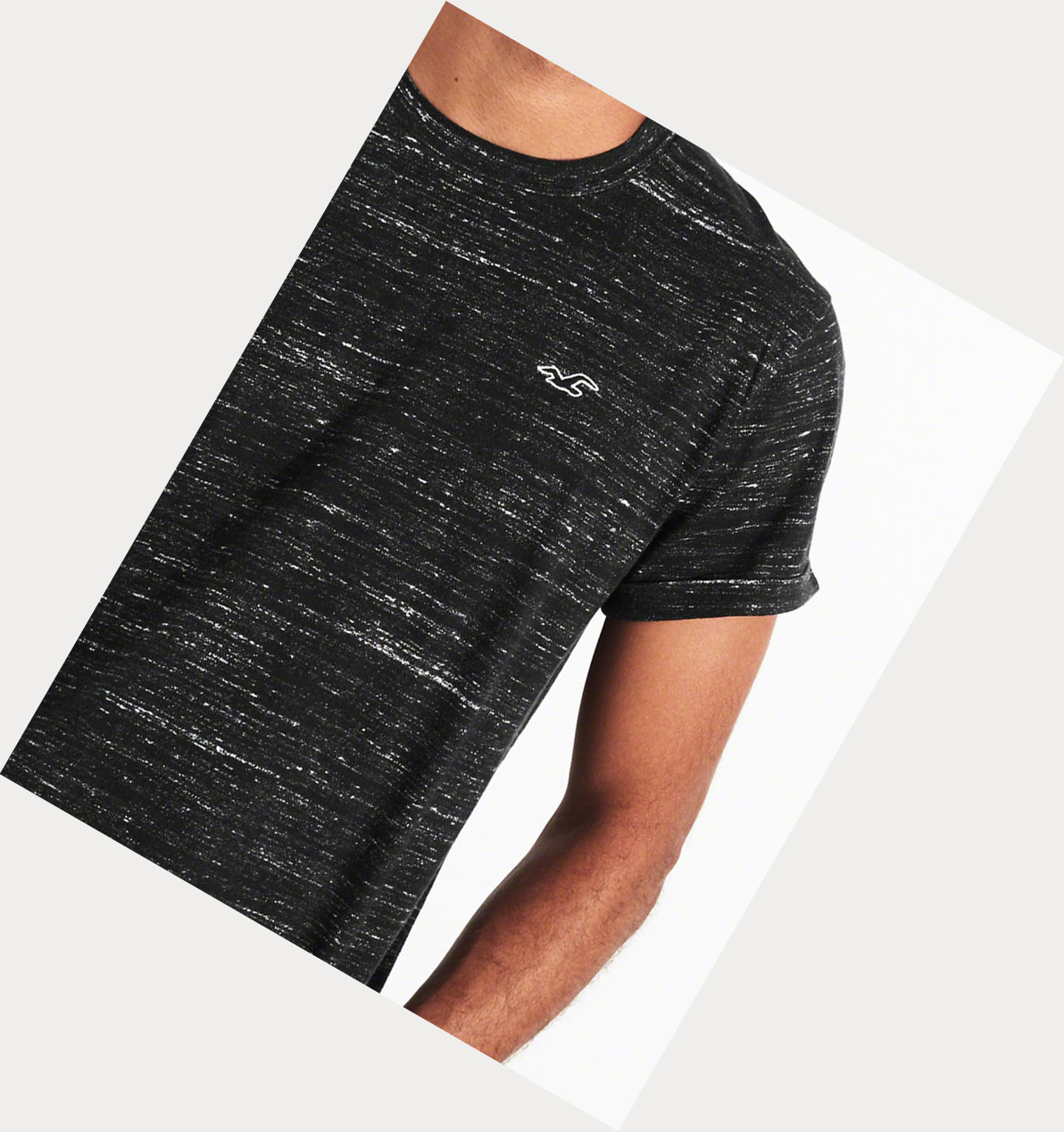 Black Men's Hollister Must-Have Curved Hem Short Sleeve | UK-701LVMZ