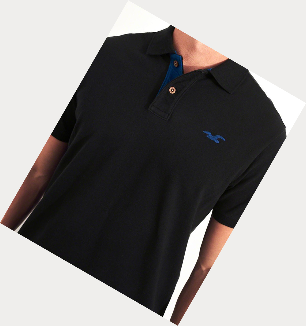 Black Men's Hollister Stretch Icon Polo Shirts | UK-190KJBO