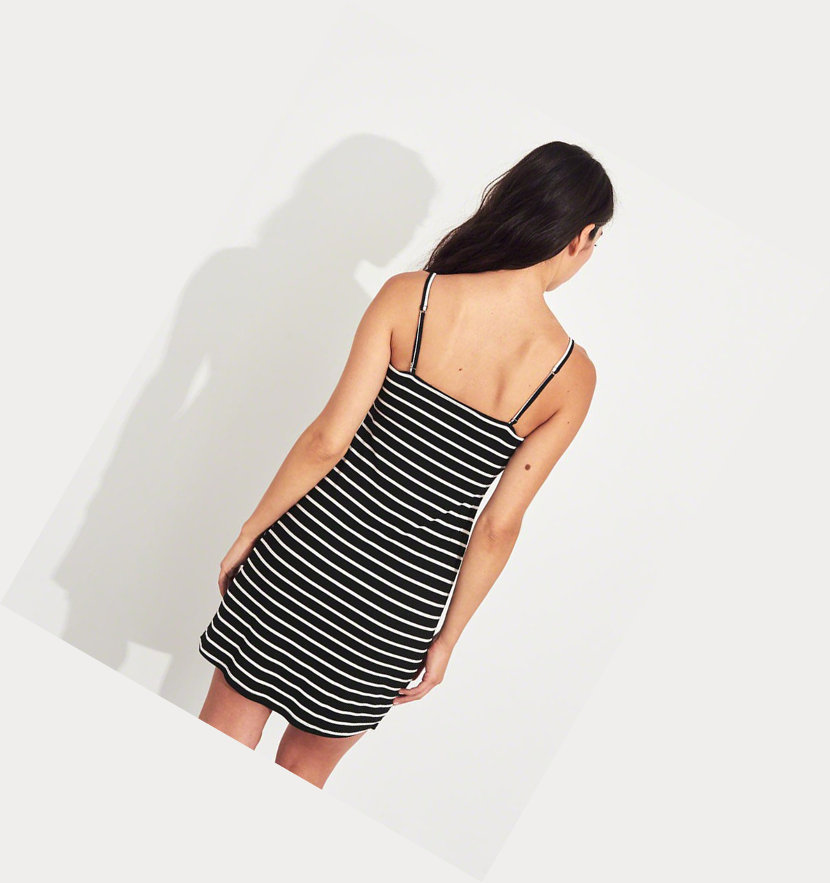 Black Stripes Women's Hollister Knit Slim Cami Dress | UK-562KBSI