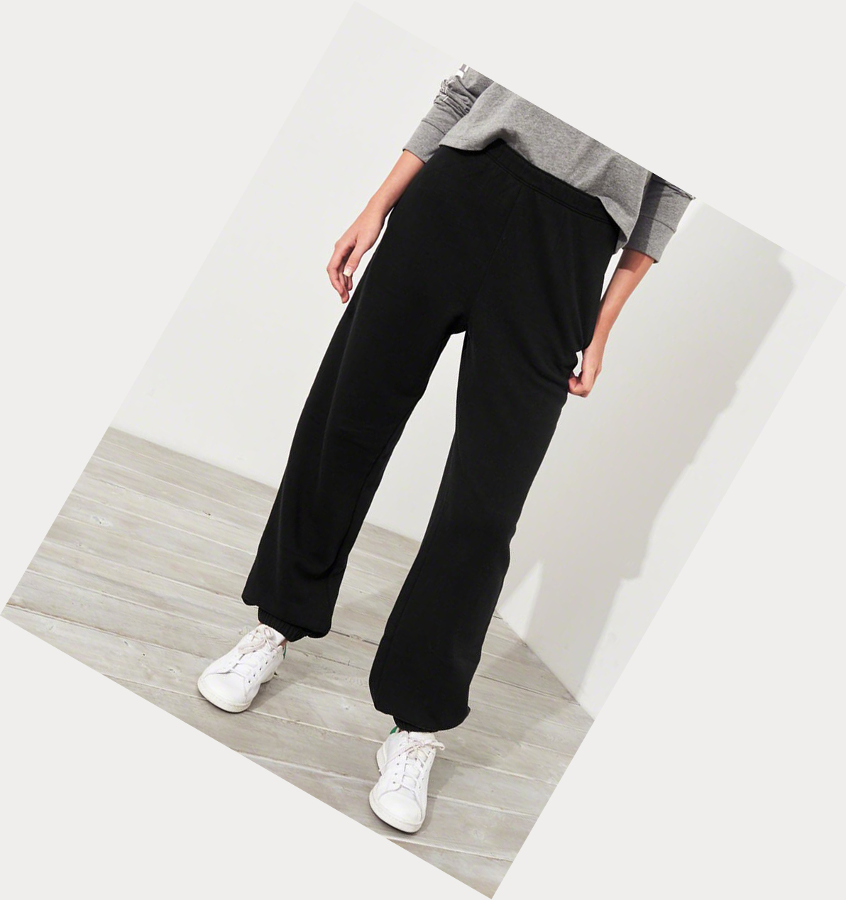 Black Women's Hollister Adjustable-Rise Boyfriend Sweatpants | UK-673ICSQ