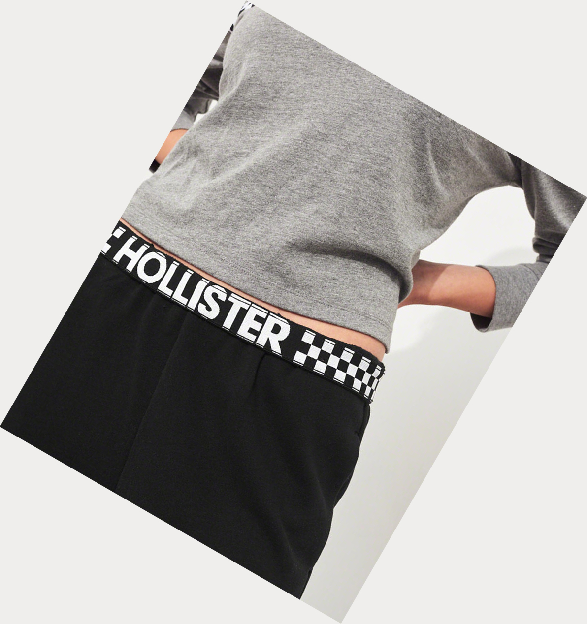 Black Women's Hollister Adjustable-Rise Boyfriend Sweatpants | UK-673ICSQ