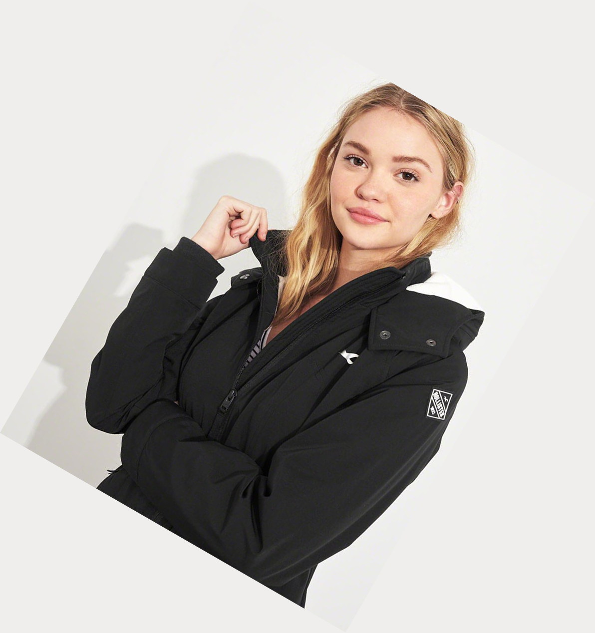 Black Women's Hollister Fleece-Lined Jackets | UK-635IXHB